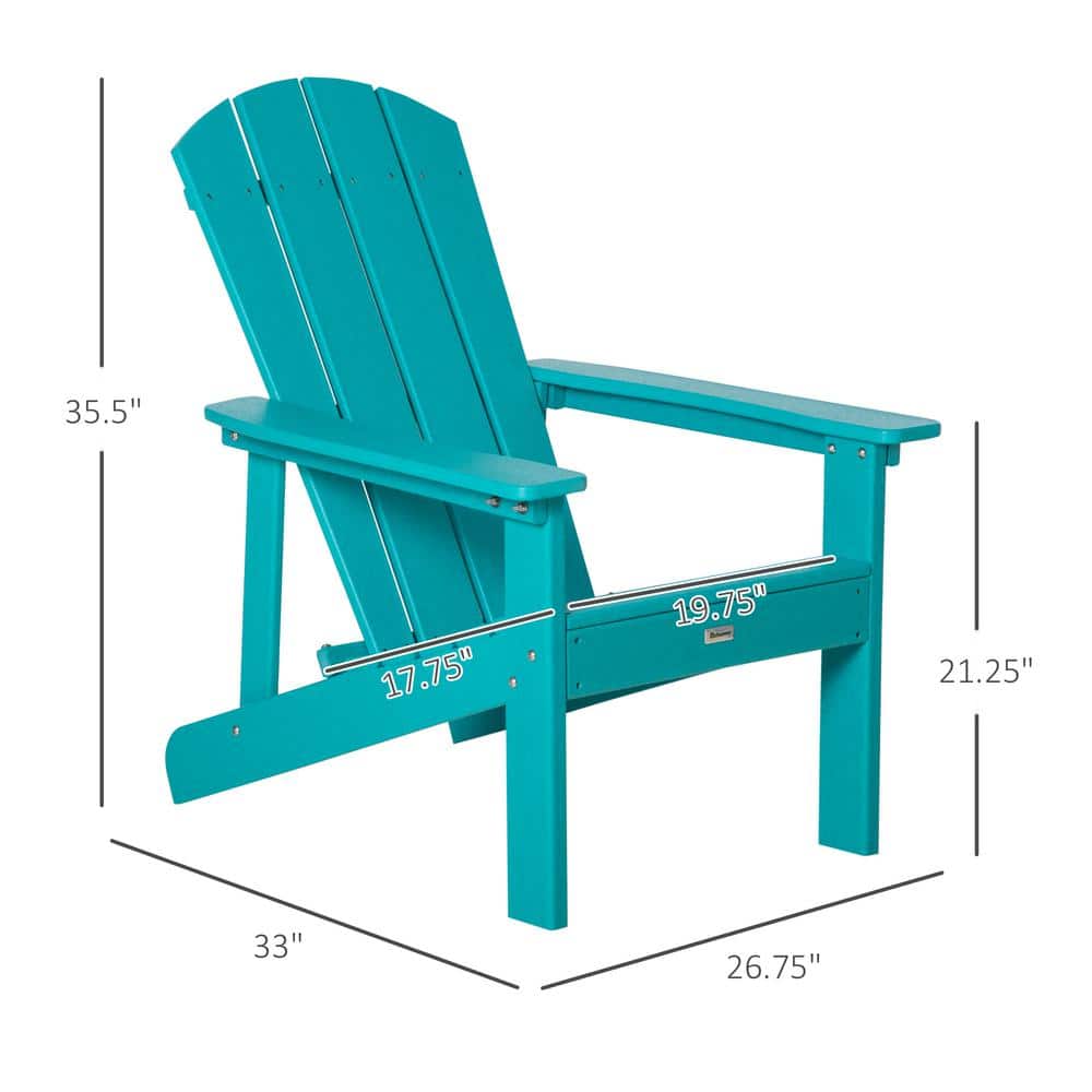 Turquoise HDPE Adirondack Chair with Wide Seat and High Back