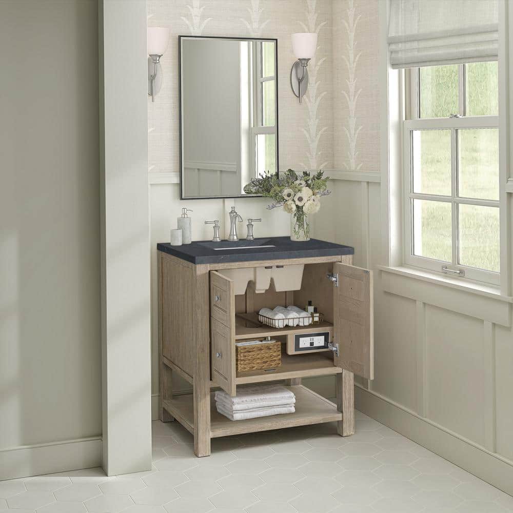 Breckenridge 30" Whitewashed Oak Single Vanity with Charcoal Soapstone Top