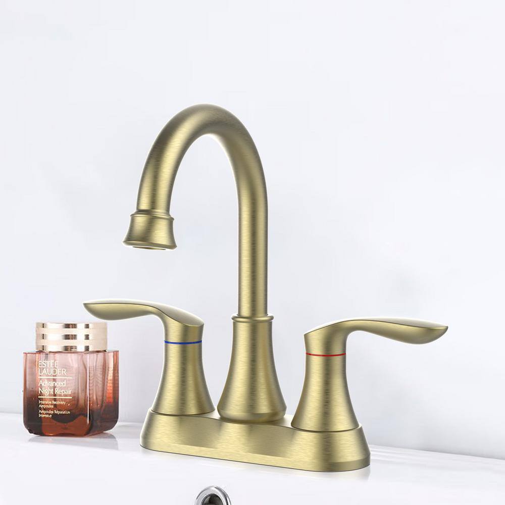 Gold 4-Inch Two-Handle Bathroom Faucet with Pop-Up Drain
