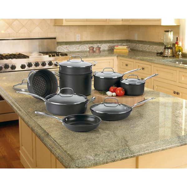 Chef's Classic 14-Piece Hard-Anodized Aluminum Nonstick Cookware Set in Black
