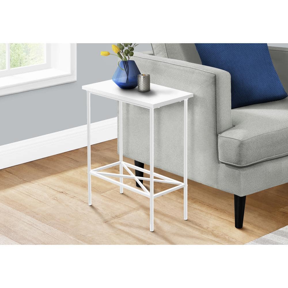 9.5 in. White Rectangular Particle Board End Table