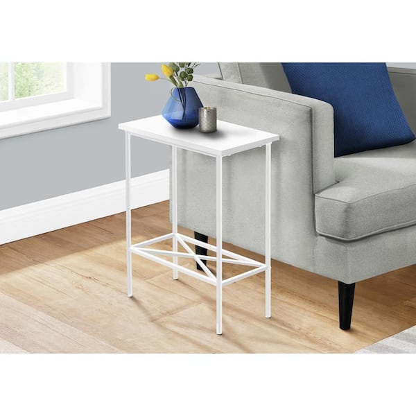 Unbranded 9.5 in. White Rectangular Particle Board End Table