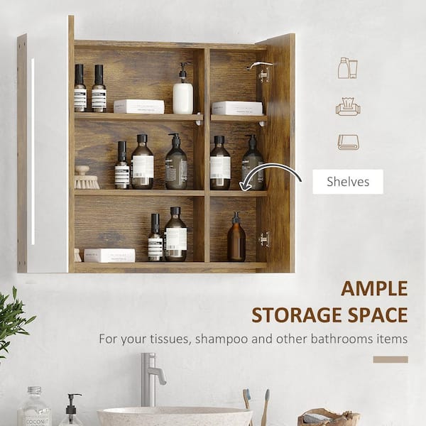 kleankin Wall-Mounted Wooden Storage Bathroom Medicine Cabinet