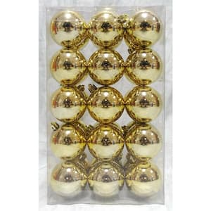 Holiday Traditions 2.3 in. Shinny Shatterproof Ornament in Gold (30-Count)