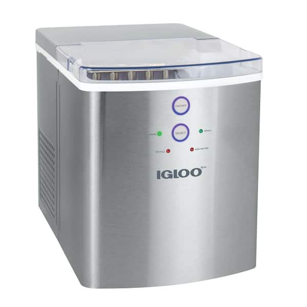 IGLOO 9.65 in. 33 lb. Ice Cube Countertop Portable Ice Maker in Stainless Steel