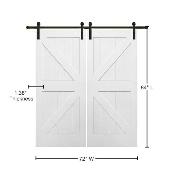 72 in. x 84 in. Primed K-Plank MDF Sliding Barn Door with Hardware Kit 72 in. x 84 in. Primed K-Plank MDF Sliding Barn Door with Hardware Kit