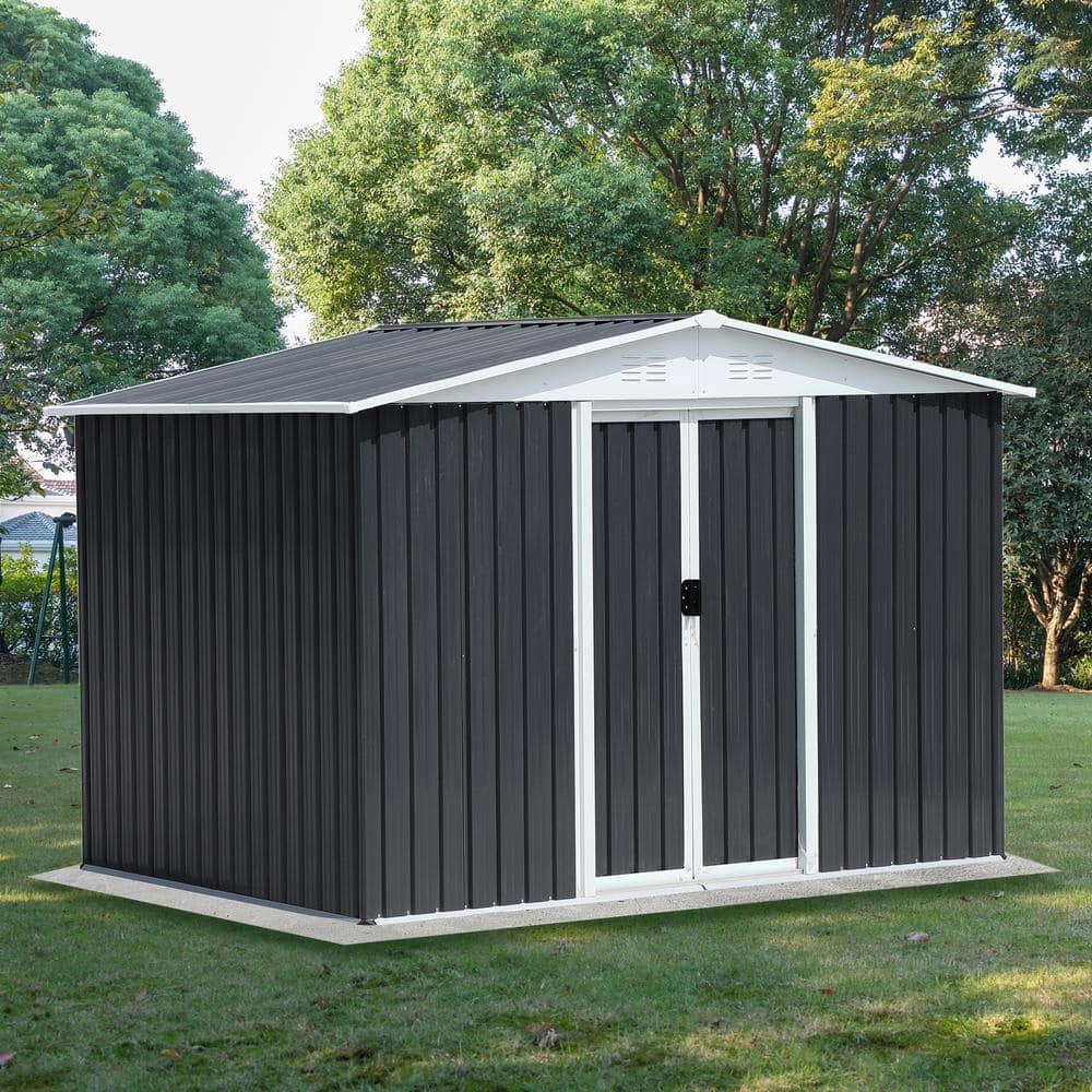 Staykiwi 8 ft. W x 6 ft. D Gray Metal Outdoor Storage Shed with