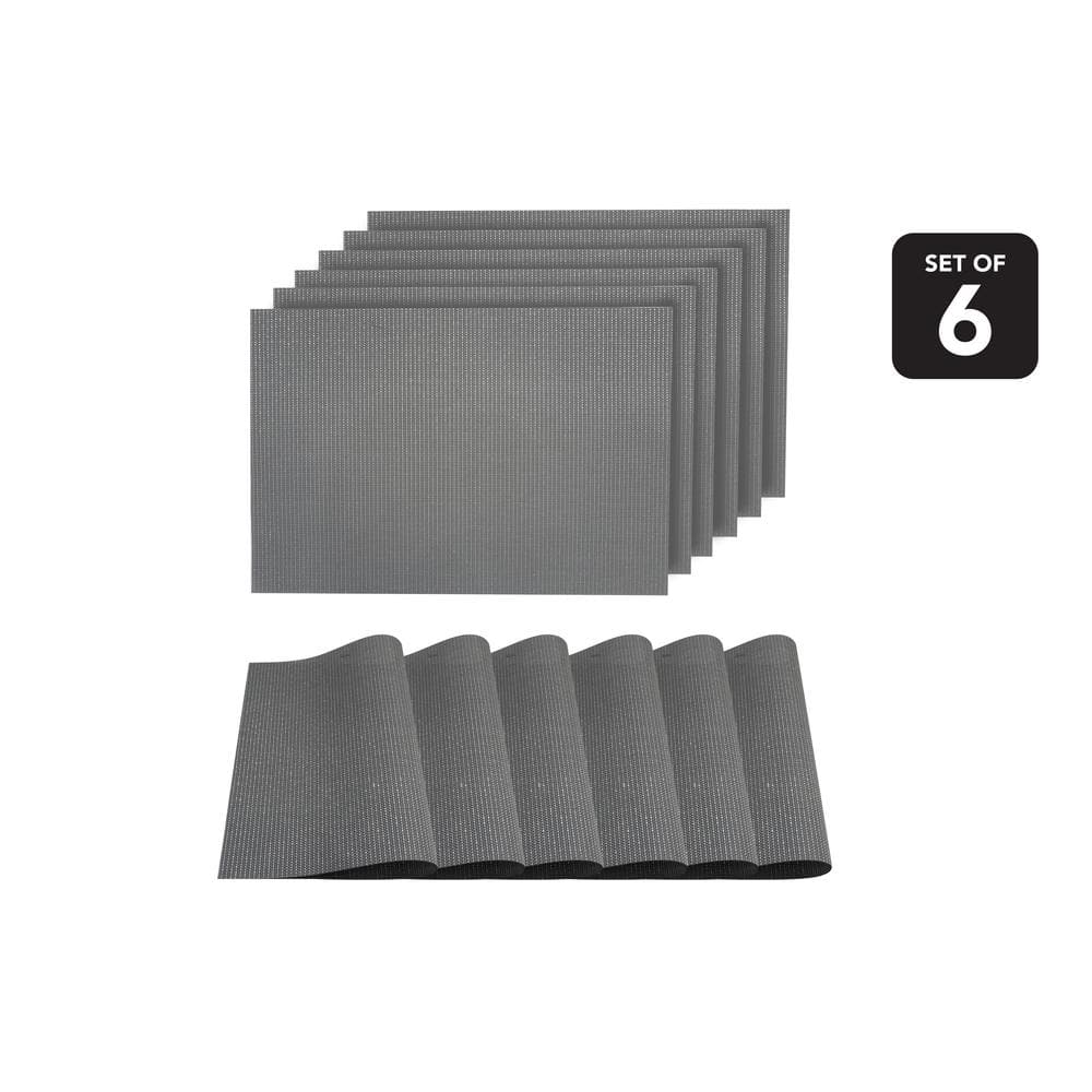 Silver Vinyl Reversible Rectangle Placemats Set of 6