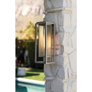 Hinkley Republic Large Outdoor Wall Mount Lantern, Satin Nickel