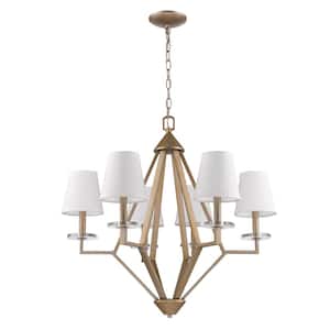Easton 6-Light Washed Gold Chandelier with Crystal Bobeches