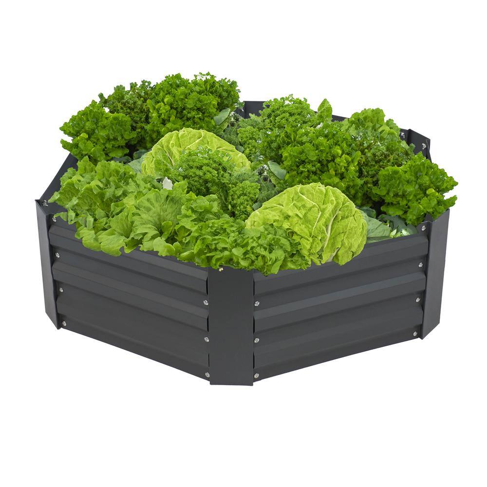 Hexagon Gray Galvanized Steel Raised Garden Bed