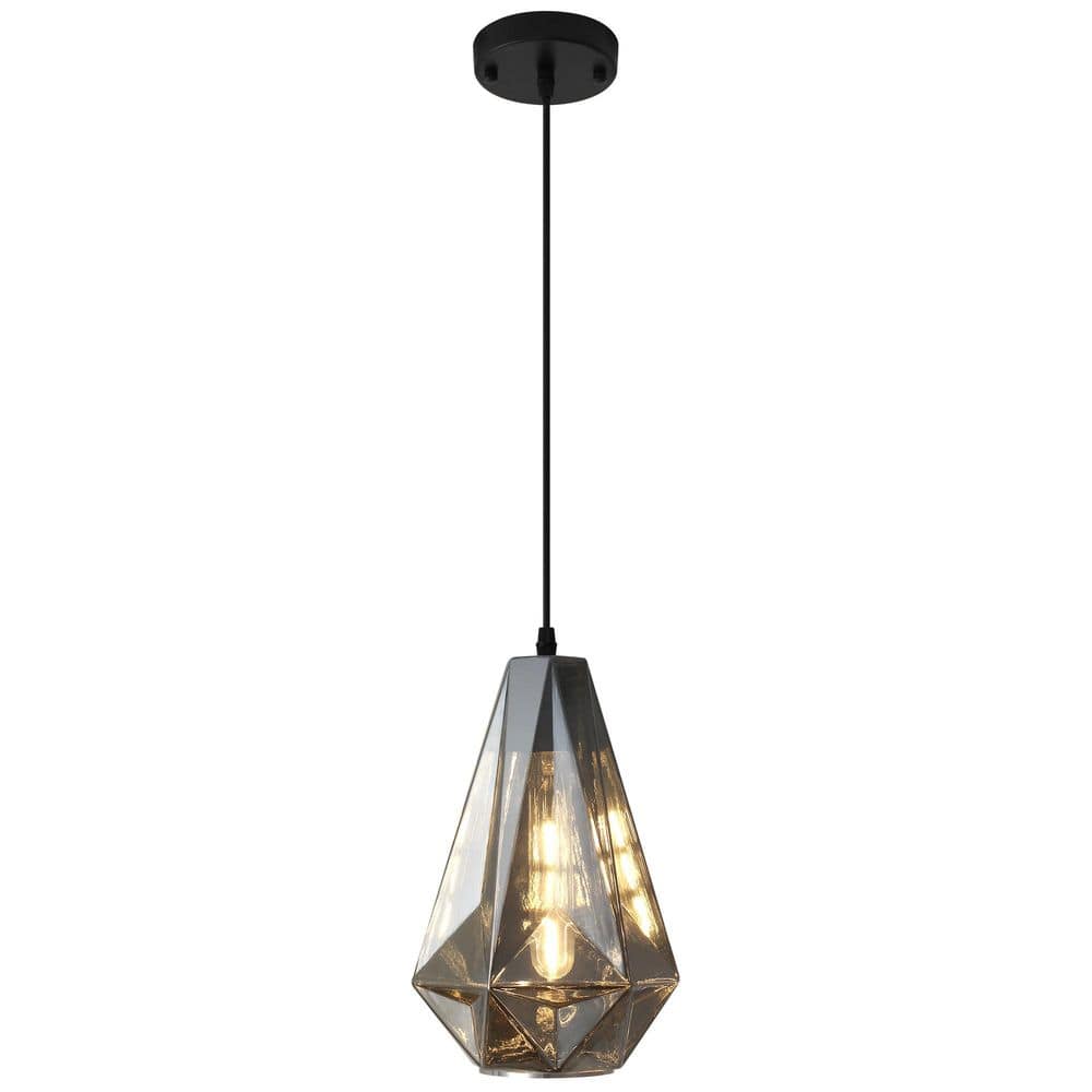 60 -Watt 1 Light Smoked Gray Single Modern Geometric Pendant Light with Glass Shade , No Bulbs Included price history on PriceWatchPro