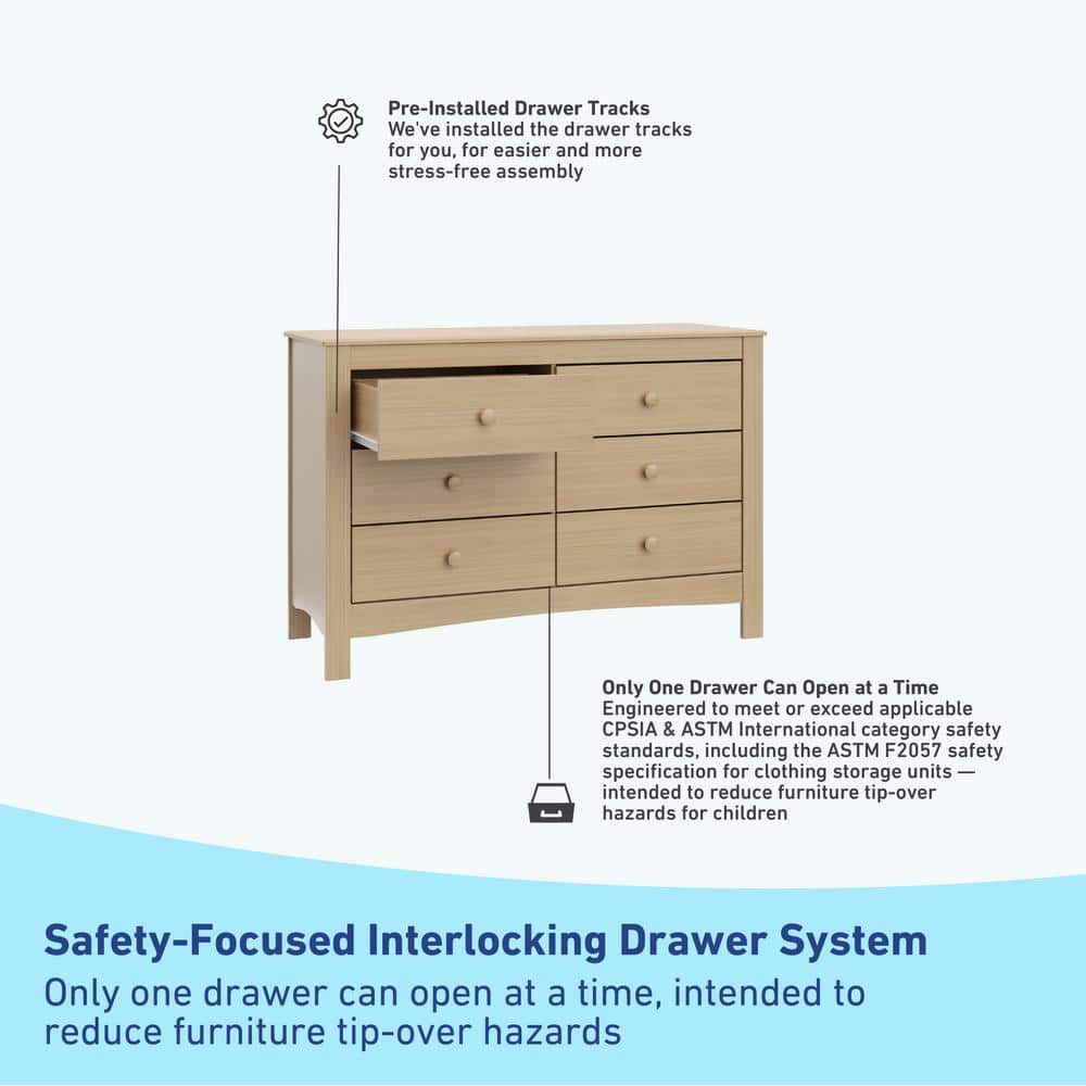 Driftwood 6-Drawer Double Dresser for Nursery