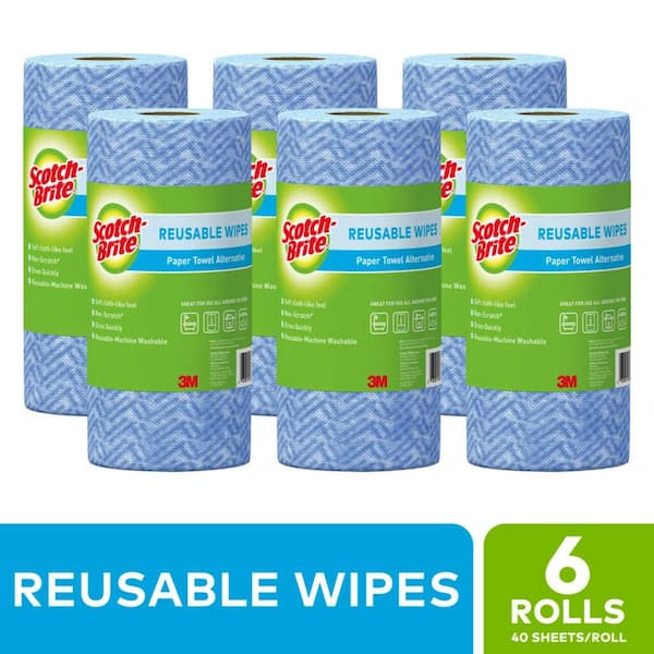 Scotch-Brite Blue Multi-Use Reusable Wipes 40-Perforated Cloths per Roll (Case of 6)