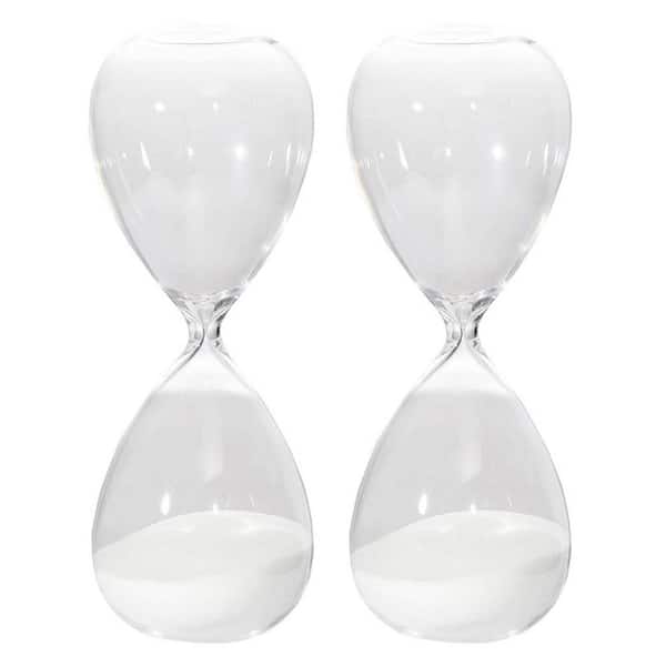 Unbranded 8 in. H Ferdinand Glass Hourglass 30 Minute Sand Timer Clock for Home, Desk, Office Decorative, White Sand (Set of 2)