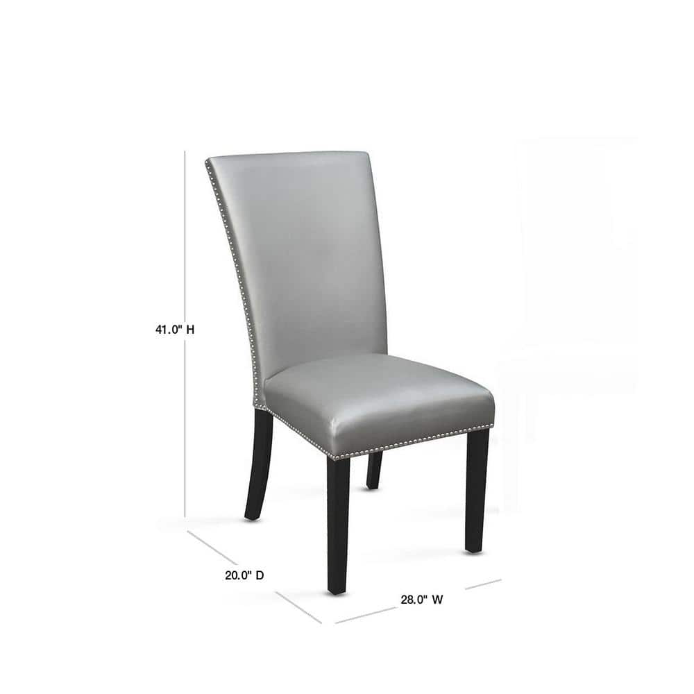 Camila Silver Faux Leather Upholstered Parsons Dining Chair Set