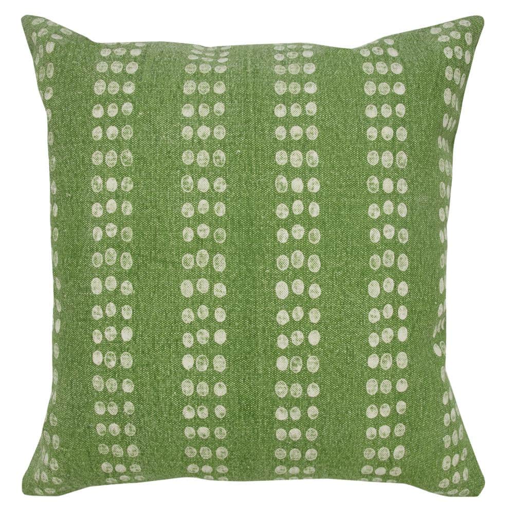 Polka Dot Green/White 20 in. x 20 in. Stripe Stonewash Indoor Throw Pillow