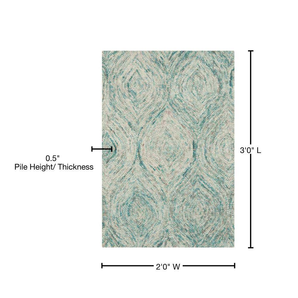 Coastal Breeze Ivory & Sea Blue Hand-tufted Wool Area Rug - 2' x 3'
