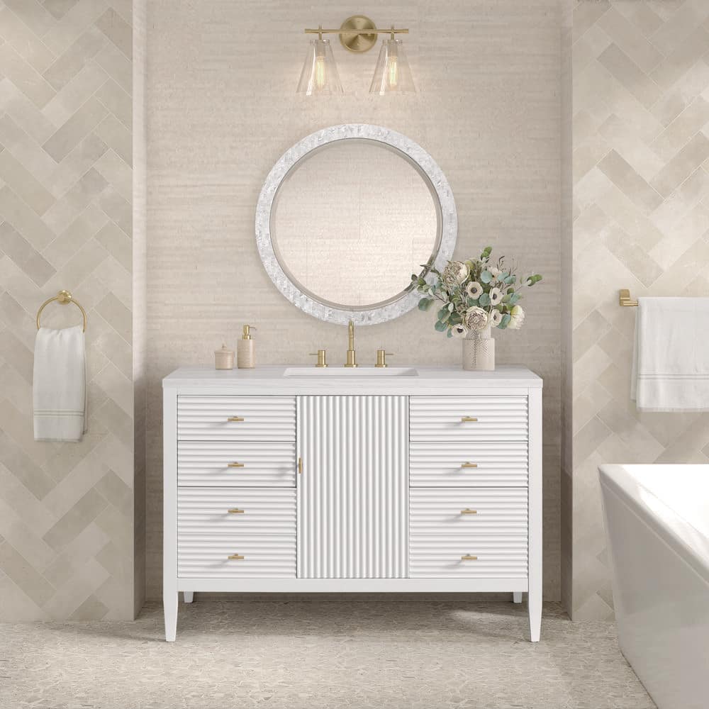 Myrrin 47.88 in. W x 23.5 in. D x 32.88 in. H Single Bath Vanity Cabinet Without Top in Bright White price history on PriceWatchPro