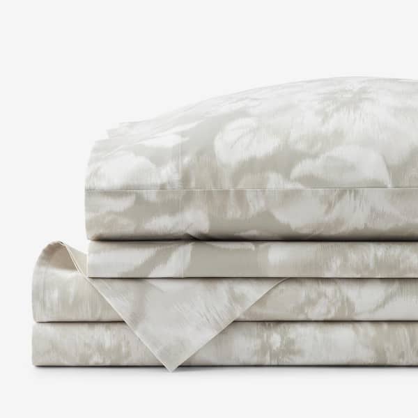 The Company Store Legends Luxury Evora Beige Floral Sateen Queen Sheet Set