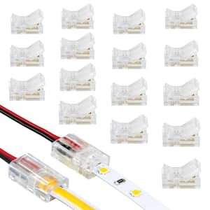 White Single Color Wire to Tape LED Tape Light Connector Cord (18-Pack)