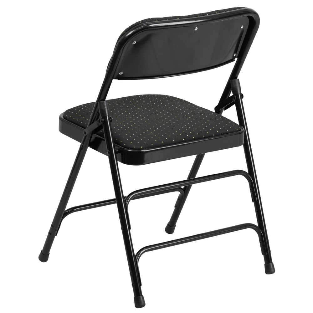 Black Patterned Fabric 30" Armless Metal Reception Chair