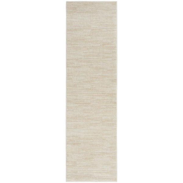 Beige, Ivory 2 ft. x 10 ft. Woven Polypropylene Indoor/Outdoor Area Rug