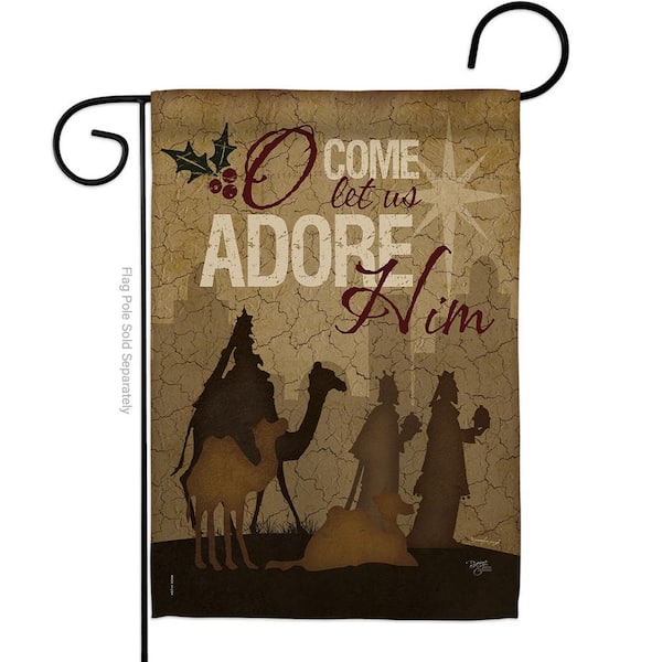 Breeze Decor 13 in. x 18.5 in. Let Us Adore Him Nativity Garden Flag Double-Sided Winter Decorative Vertical Flags