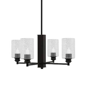 Albany 21.75 in. 4 Light Espresso Chandelier with Smoke Bubble Glass Shades