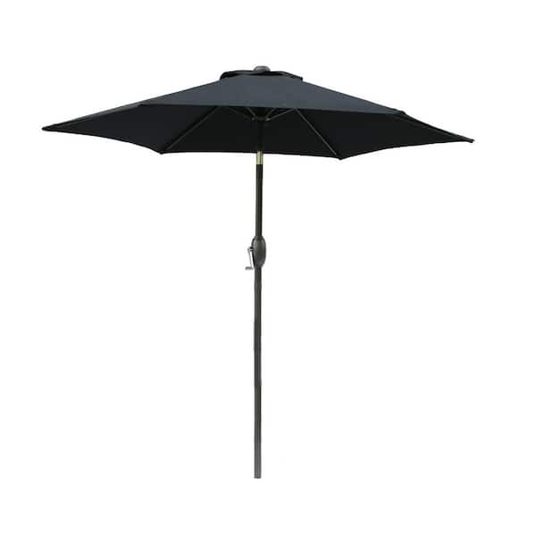 Otryad 7.5 ft. x 7.5 ft. Polyester Patio Umbrella, Outdoor Table Market Umbrella with Crank and Push Button Tilt, Black