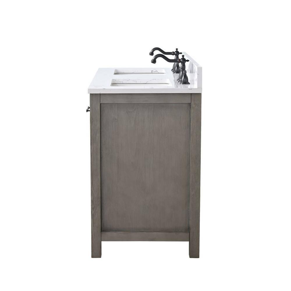 Textured Gray Double Bathroom Vanity with Carrara White Top