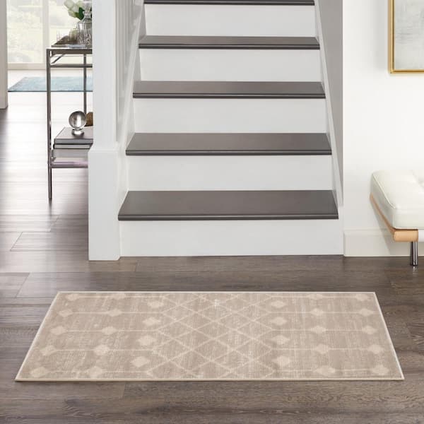 Grafix Beige doormat 2 ft. x 4 ft. Trellis Transitional Area Rug