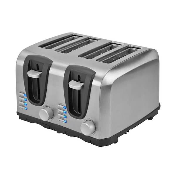 KALORIK 4-Slice Stainless Steel Toaster with Crumb Tray and Automatic Shut-Off