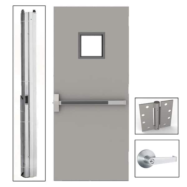 L.I.F Industries 36 in. x 80 in. Gray Flush Exit with 10x10 VL Right-Hand Fireproof Steel Commercial Door with Knockdown Frame