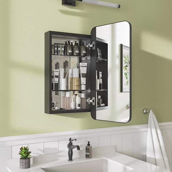 niveal 15 in. W x 24 in. H Rectangular Matte Black Aluminum