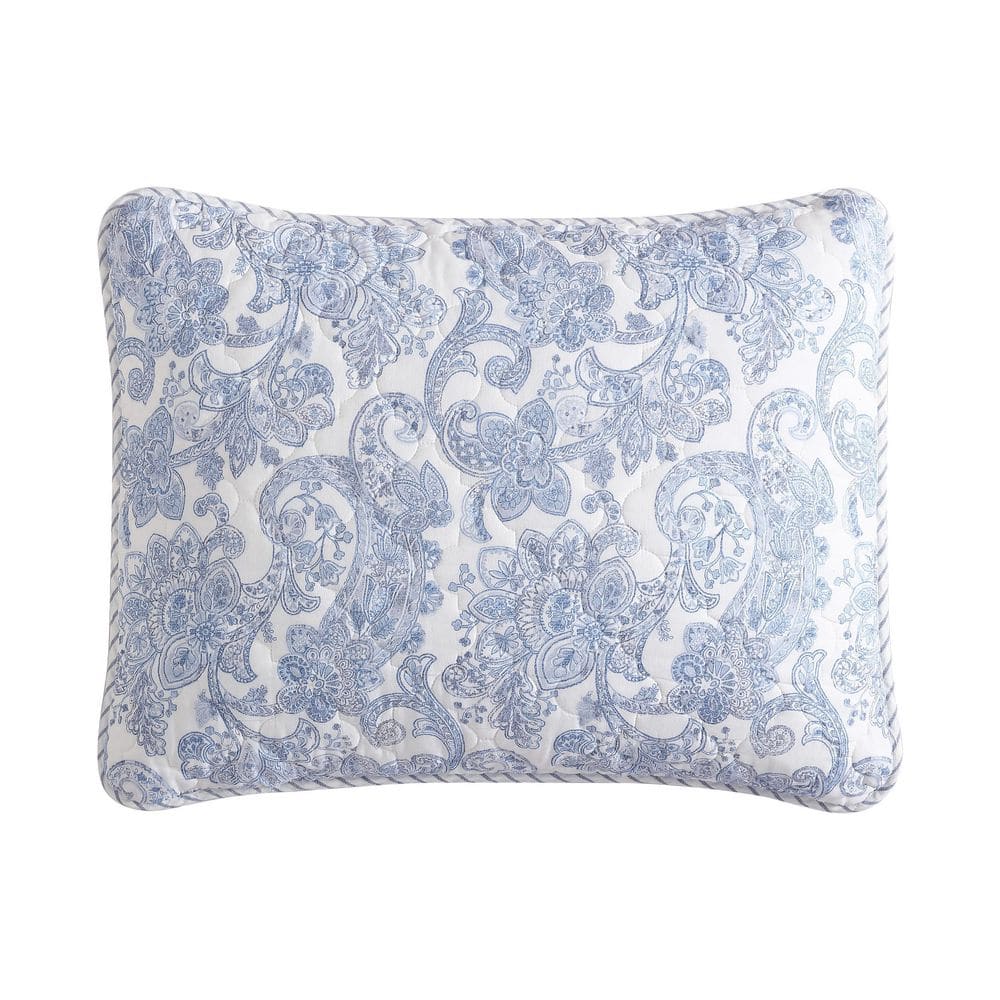 Paisley Blue Full Quilt Set with Reversible Cotton Design