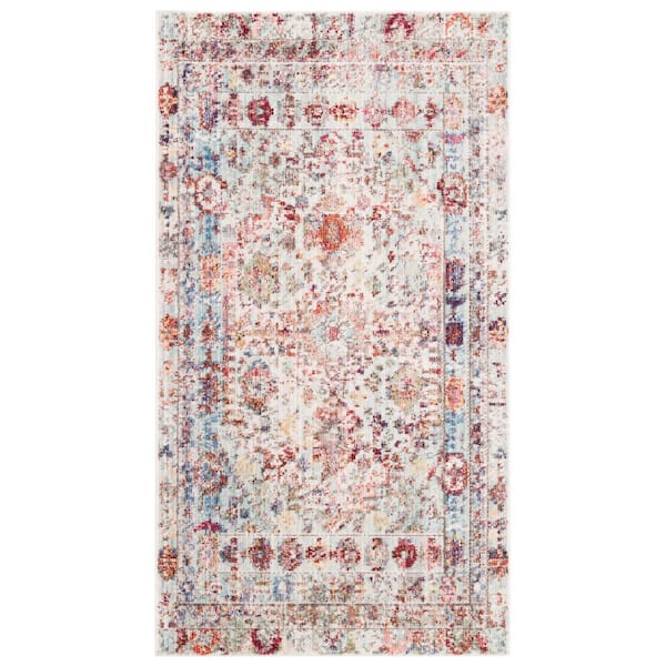 Valencia 2 ft. x 4 ft. Blue/Multi Medallion Distressed Area Rug