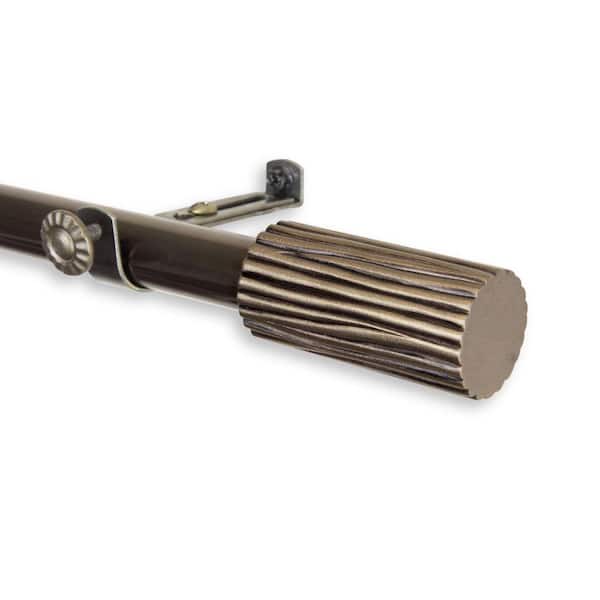 Rod Desyne 120 in. - 170 in. Telescoping Single Curtain Rod Kit in Antique Brass with Cedar Finial