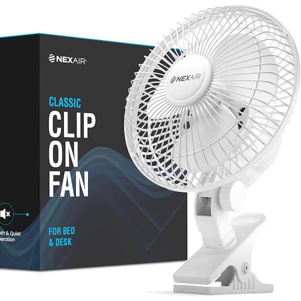 NEXAIR NEXAIR 6 In. Clip on Fan, 360° Rotation, Strong Clamp, 2 Speed Quiet Operating Desk Fan, Portable, White