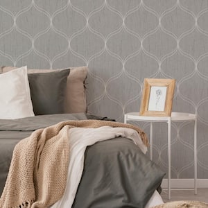 Optical Geo Silver Removable Wallpaper Sample