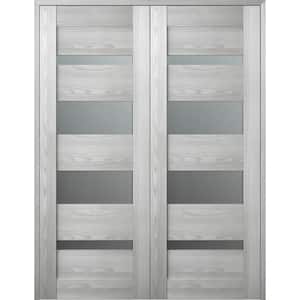 Vona 07-01 72 in. x 96 in. Both Active 5-Lite Frosted Glass Ribeira Ash Wood Composite Double Prehung Interior Door