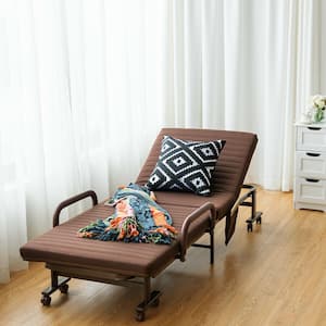 Brown Steel Outdoor Lounge Chair with Brown Cushion