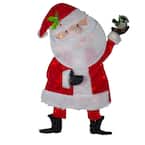 Northlight 32 in. Lighted Chenille Santa with Lights Outdoor Christmas ...