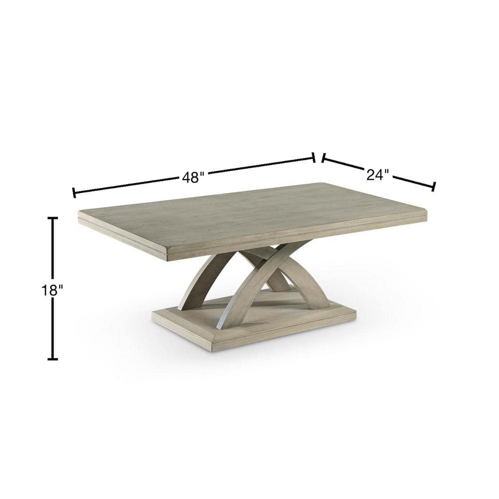 Transitional Gray Wood Rectangular Cocktail Table, 48"W