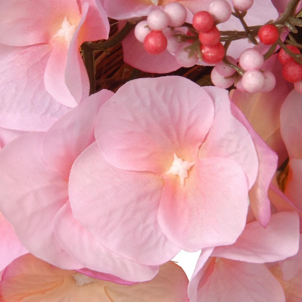 National Tree 24 Inch Floral Wreath with Pink Hydrangeas and Berries RAS-SN191416-P1 National Tree 24 Inch Floral Wreath with Pink Hydrangeas and Berries RAS-SN191416-P1