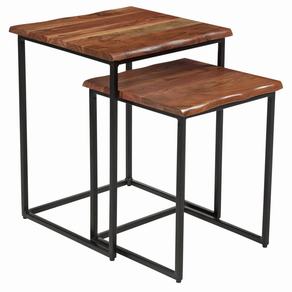 FirsTime & Co. 16.5 x 16 x 21 in. Brown And Black Rectangular Wood Live  Edge Nesting End Table 2-Piece Set 70327 - The Home Depot