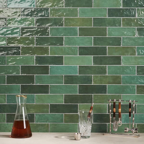 Kingston Green 3 in. x 8 in. Glazed Ceramic Wall Tile (5.38 sq. ft./case)