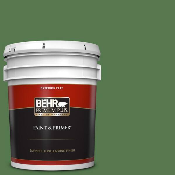 BEHR PREMIUM PLUS 5 gal. #450D-7 Torrey Pine Flat Exterior Paint & Primer