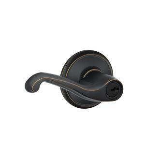Schlage F40 FLA 716 BRK Flair Door Lever With Brookshire Trim – Aged Bronze, Open Box, Model Flair