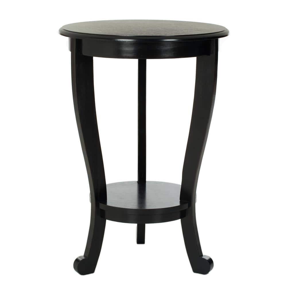 Gray Wood and Stone Round Pedestal Side Table